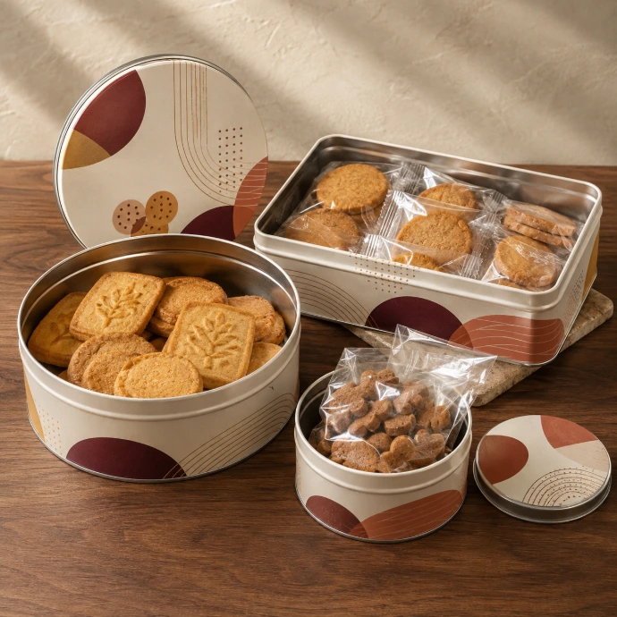 Cookie tins as custom gift packaging